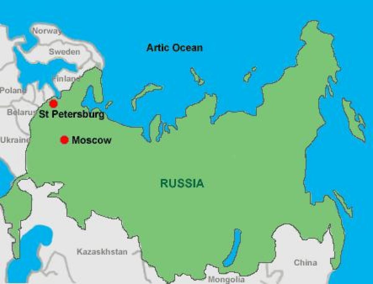 Масква і Санкт-Пецярбург на карце
