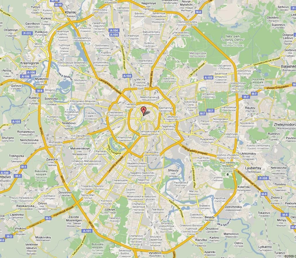 Масква карце прыгарад