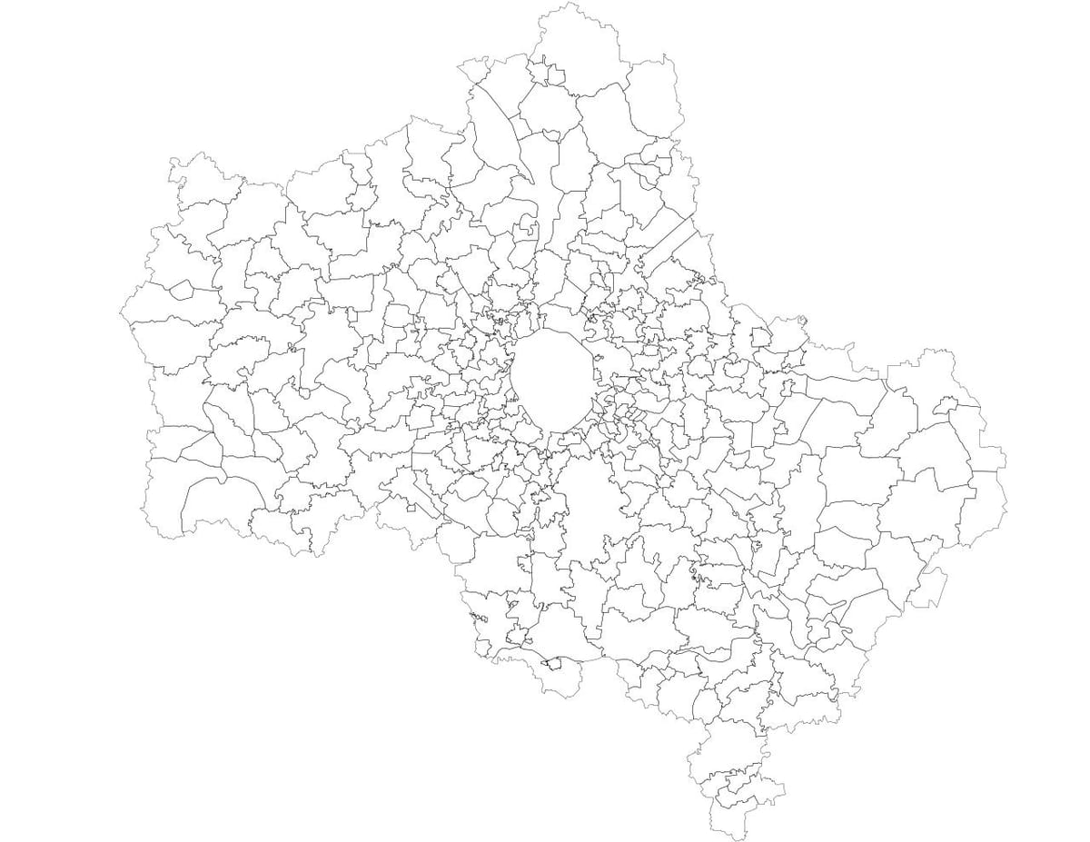 Масква муніцыпалітэты карце