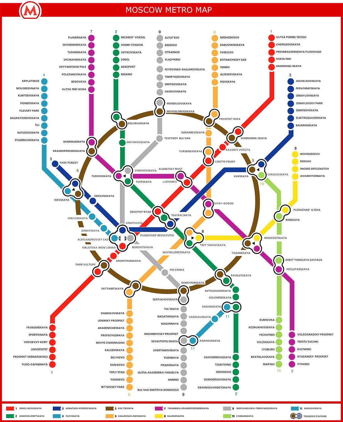 карта метро ў Москау