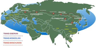 Карта Масквы ва Уладзівасток цягнік маршрут
