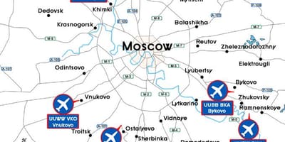 Карта маскоўскіх аэрапортаў