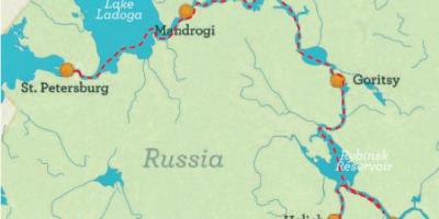 Карта Санкт-Пецярбурга ў Маскву круіз